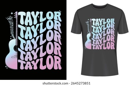 Taylor Guitar Gradient T Shirt Design para fãs e amantes de música
