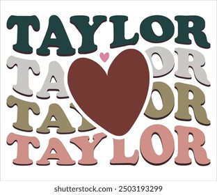 Taylor Heart Retro Svg, Taylor Svg, Taylor Swift camisa, cortar archivo, silueta