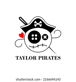 Taylor pirates logo symbol with button head eyes illustration in flat design monogram symbol