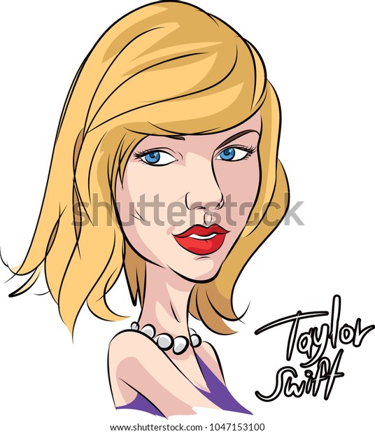 Taylor Swift Famous Person Cartoon Portreit Stock Vector Royalty