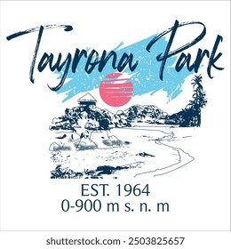 Tayrona park illustration, graphic ideas t shirt colombian beach