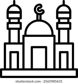 Taza Pir Mosque Line Vector Icon Design