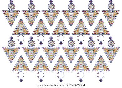 Tazerzit Vektor nahtloses Muster. Illustration von Schmucksymbolen in Berberisch, nordafrikanische Kultur, Repeat Design.