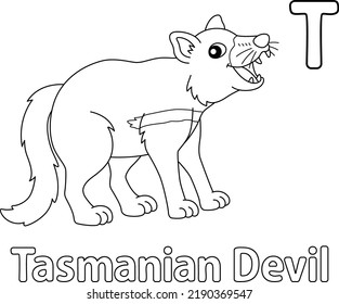 Tazmanian Devil Alphabet ABC Coloring Page T