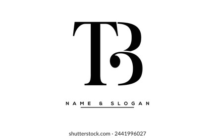 Monograma del logotipo de las letras abstractas de TB, BT