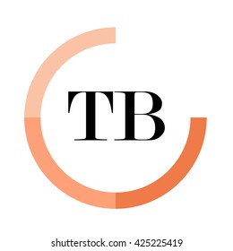 TB business logo icon design template elements. Orange color vectors. Design identity in circle. Alphabet letter