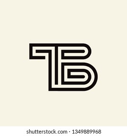 TB geometric monogram.Typographic logo with letter t and letter b intertwined.Lettering icon in modern, corporate, architectural style.Branding sign with uppercase initials isolated on light color.