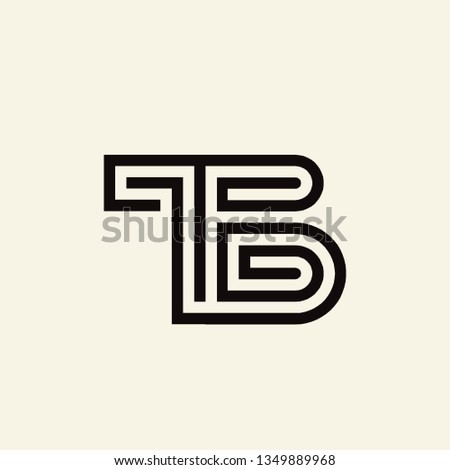 TB geometric monogram.Typographic logo with letter t and letter b intertwined.Lettering icon in modern, corporate, architectural style.Branding sign with uppercase initials isolated on light color.