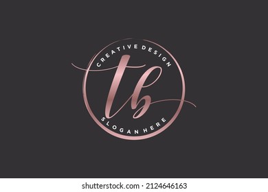 TB handwriting logo with circle template vector signature, wedding, fashion, floral and botanical with creative template.