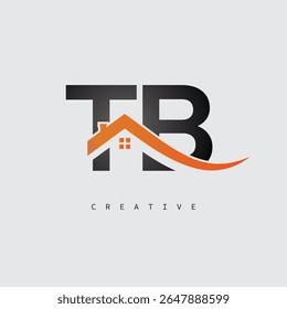 TB House Letter Logo – Creative Real Estate Monogram with Roof Shape and Home Icon for Property, Architecture and Modern Branding Identity
