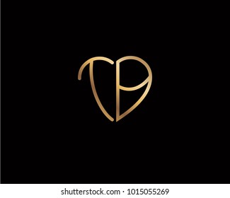 TB initial heart shape gold colored logo