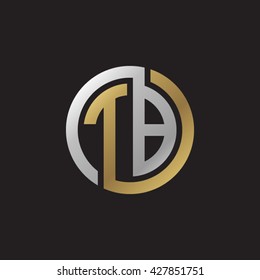 TB initial letters looping linked circle elegant logo golden silver black background