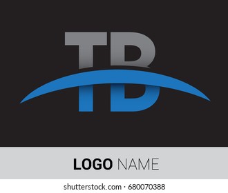 TB initial logo company name colored grey and blue swoosh design.