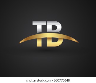 TB initial logo company name colored gold and silver swoosh design. vector logo for business and company identity.
