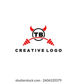 TB initial monogram for fitnes or gym logo with devil style design