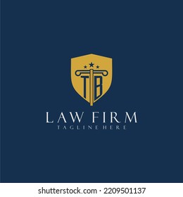 TB initial monogram lawfirm logo with pillar and shield design