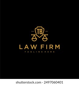 TB initial monogram for lawfirm logo with scales and shield luxury image