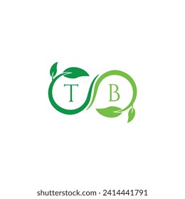TB initial monogram letter for nature logo with leaf image design
