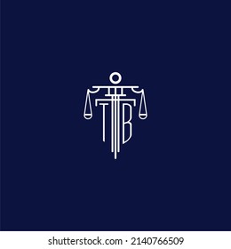 TB initial monogram logo for lawfirm with scale vector design