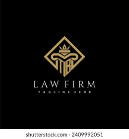 TB initial monogram logo for lawfirm with pillar in creative square design