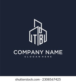 TB initial monogram logo for real estate with building style