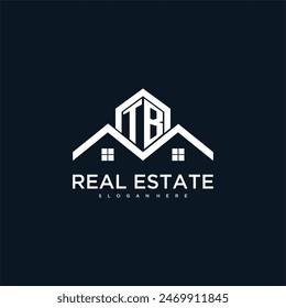 Logotipo del monograma inicial de TB para la propiedad inmobiliaria con diseño creativo del techo y de la Imagen casera