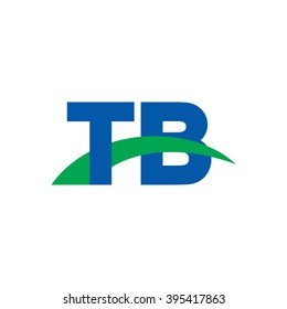 TB initial overlapping swoosh letter logo blue green