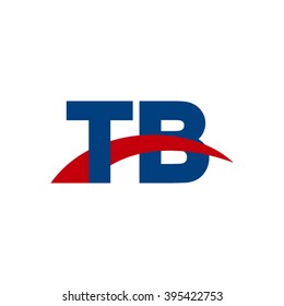 TB initial overlapping swoosh letter logo blue red