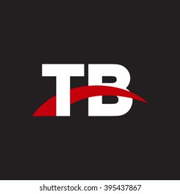 TB initial overlapping swoosh letter logo white red black background