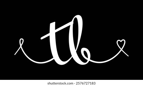 TB initial wedding monogram calligraphy vector illustration. Hand drawn lettering t and b love logo design for valentines day poster, greeting card, photo album, banner print or tattoo.