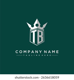TB letter monogram initial logo for shield and crown design