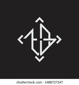 TB Logo Abstrac letter Monogram with Arrow in every side isolated on black background