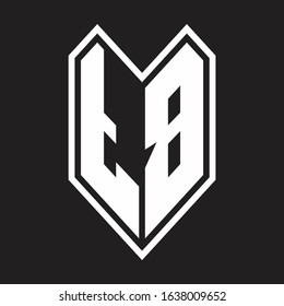 TB Logo monogram with emblem line style isolated on black background