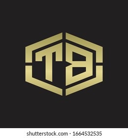 TB-Logo-Monogramm mit sechseckiger Form und abgerundeter, abgerundeter Design-Tamplate auf Golden-Farben
