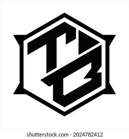 TB Logo monogram with hexagon and sharp shape design template