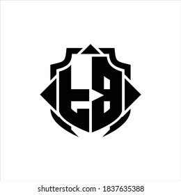TB Logo monogram with shield line and 3 arrows shape design template on white background