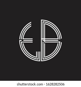 TB Logo monogram triple ribbon style line design template isolated on black background