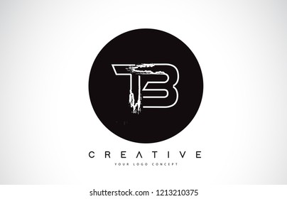 TB Modern Leter Logo Design with Black and White Monogram. Creative Letter Logo Brush Monogram Vector Design.