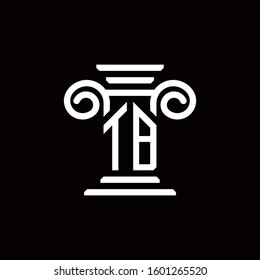 TB monogram logo with pillar style design template