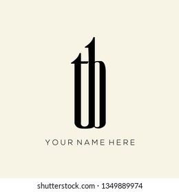 TB monogram.Typographic logo with letter t and letter b.Lettering icon in modern, clean style.Branding sign with lowercase serif tall initials isolated on light background.