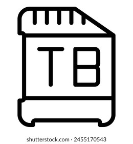 Tb sd card icon outline vector. Data memory. Phone upgrade
