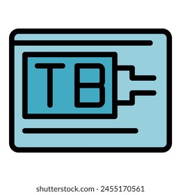 Tb ssd icon outline vector. Data memory. Gb storage color flat