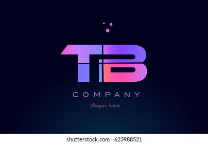 tb t b creative color blue background pink purple blue magenta alphabet letter company logo vector icon design