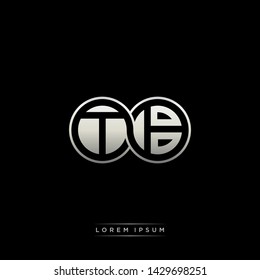 TB T B initial letter linked circle capital monogram logo modern template silver color edition