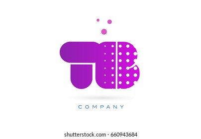 tb t b pink dots dotted letter logo alphabet creative company vector icon design template