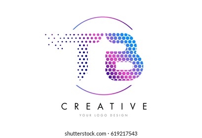TB T B Pink Magenta Dotted Bubble Letter Logo Design. Dots Lettering Vector Illustration