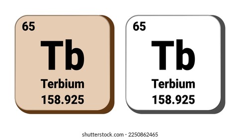 Tb, Terbium element vector icon, periodic table element. Vector illustration EPS 10 File. Isolated on white background.