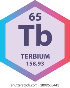 Tb Terbium Lanthanide Chemical Element Periodic Table. Hexagon vector illustration, colorful Hexagon clean style Icon with molar mass and atomic number for Lab, science or chemistry education.