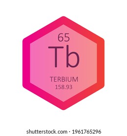 Tb Terbium Lanthanide Chemical Element Periodic Table. Hexagon gradient vector illustration, simple clean style Icon with molar mass and atomic number for Lab, science or chemistry education.