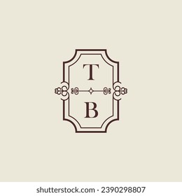 TB vintage wedding initial logo in high quality professional design that will print well across any print media
